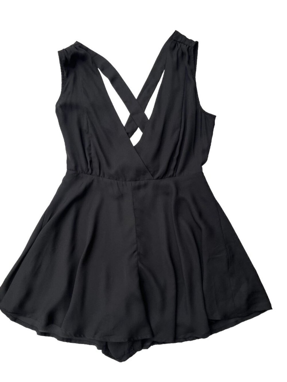 Nasty Gal Black Chiffon Cross Back Romper NWOT Size S - Picture 11 of 11